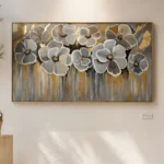 Silver Blossoms with Gold Leaf — framed floral and botanical displayed on a wall