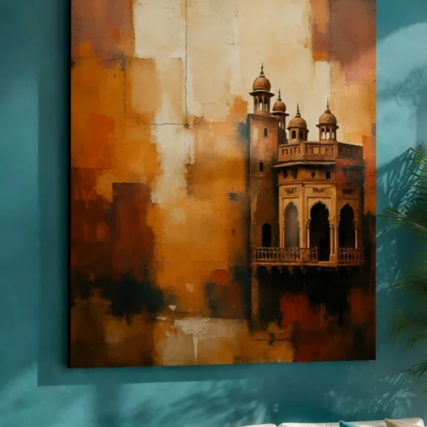 Mughal Pavilion in Ochre — framed scenic and architecture displayed on a wall