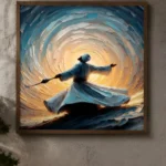 Whirling Dervish at Dawn — framed sufi and spiritual displayed on a wall