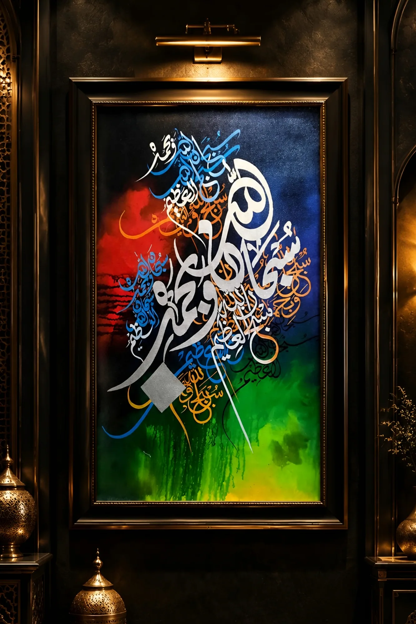 Subhanallahi wa Bihamdihi Subhanallahi wa Bihamdihi — framed durood and dua displayed on a wall