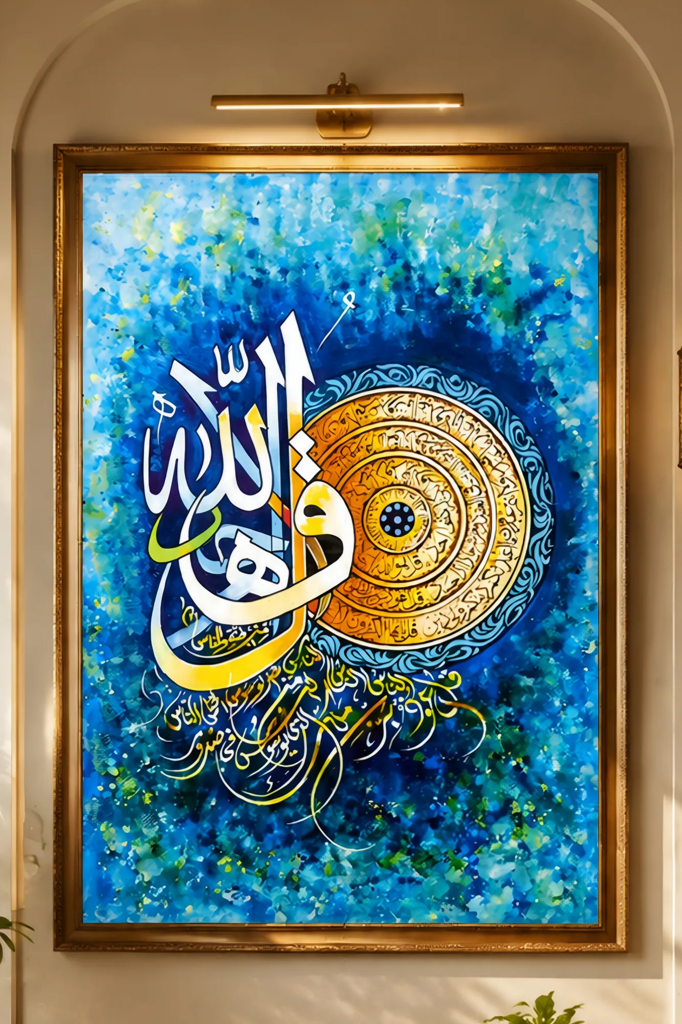 Surah Al-Ikhlas in Azure Surah Al-Ikhlas in Azure — framed the four quls displayed on a wall